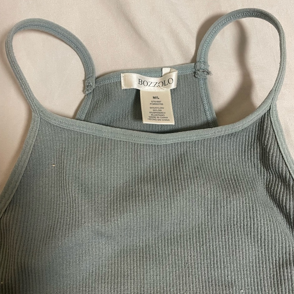 medium cropped + ribbed sage green tank